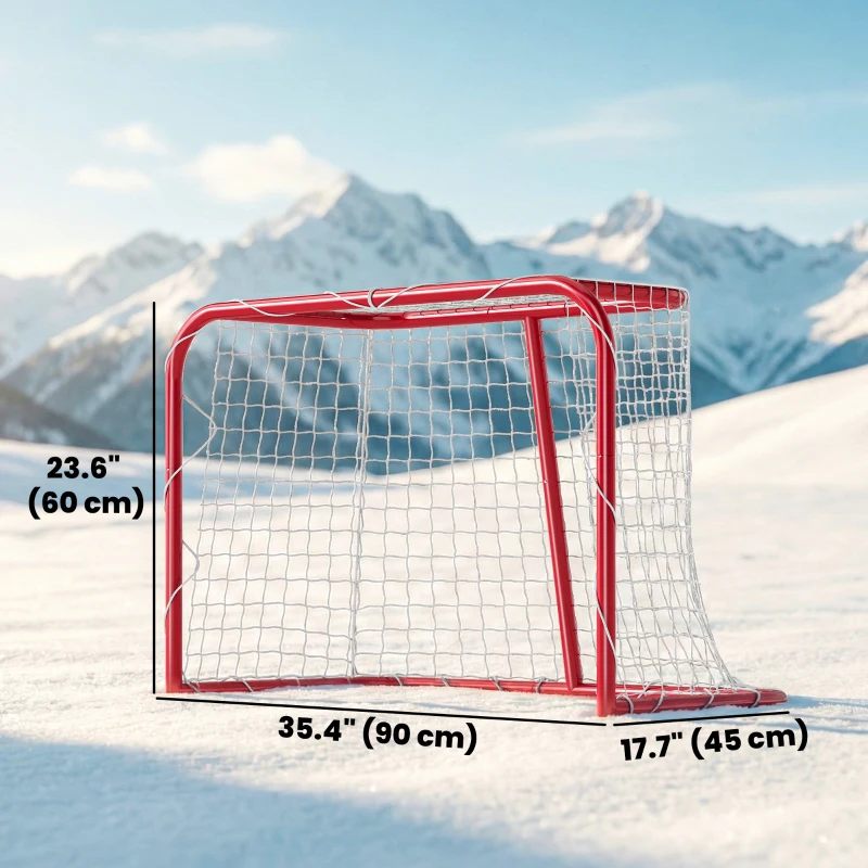 Soozier 3' x 2' Mini Hockey Goal, Easy Setup Hockey Net with Metal Frame, Lightweight & Portable