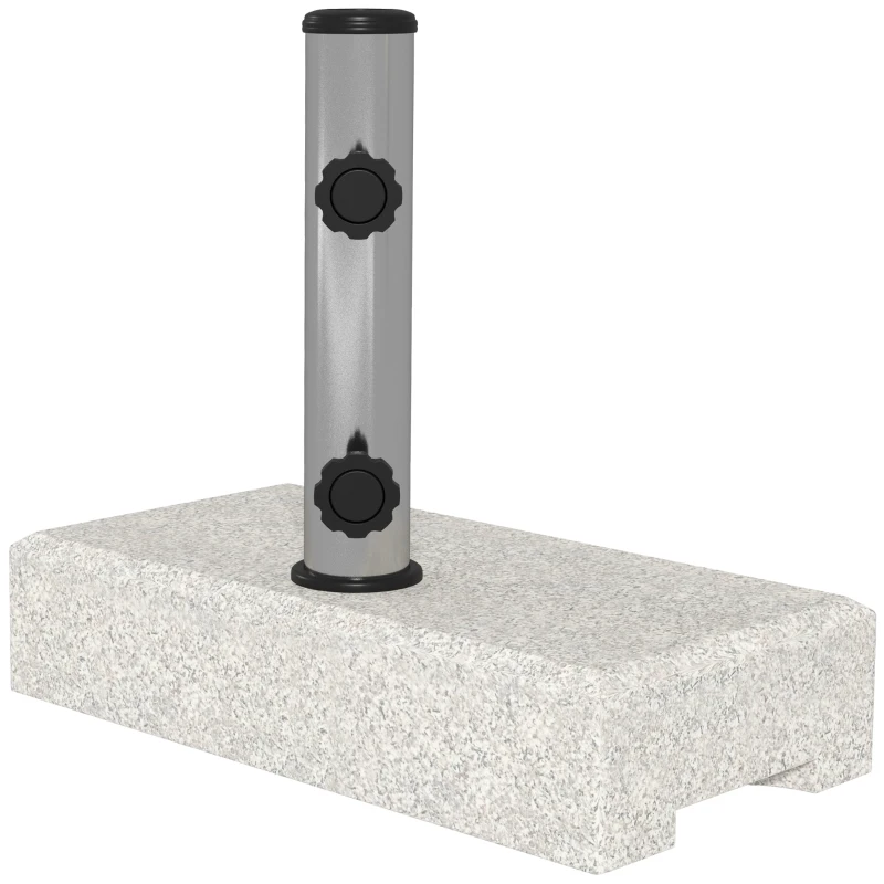 Outsunny 55 lbs Half Granite Parasol Base, Outdoor Umbrella Stand Weight for 1.3", 1.5", 1.9" Umbrella Poles, Grey