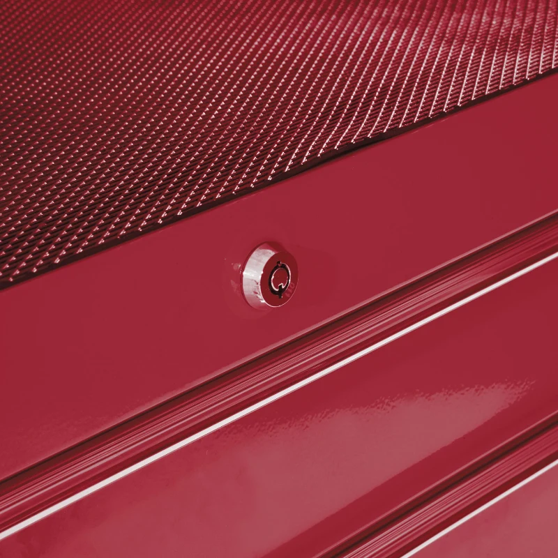 HOMCOM 5-Drawer Rolling Tool Cabinet on Wheels, Lockable Tool Chest, Tool Organizer for Garage, Factory and Workshop, Red