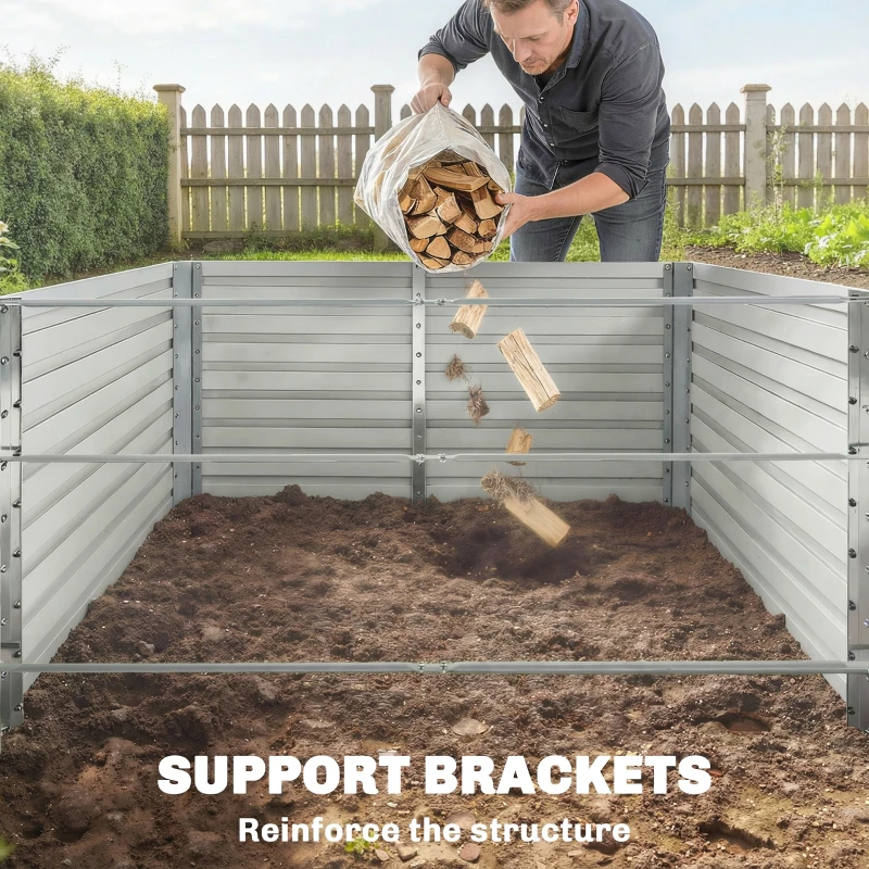 Outsunny 8' x 4' x 2' Raised Garden Bed, Galvanized Planter Box for Growing Flowers, Herbs and Vegetables, Silver