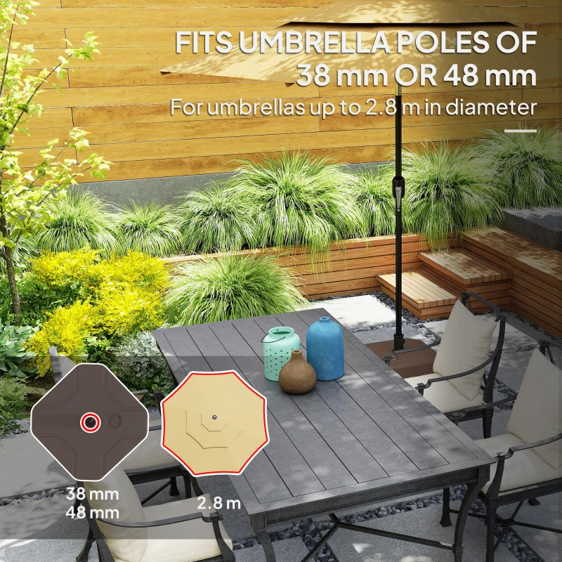 Outsunny Square Patio Umbrella Base Holder, Outdoor Umbrella Stand, 17.7" L x 17.7" W x 9.8" H Brown