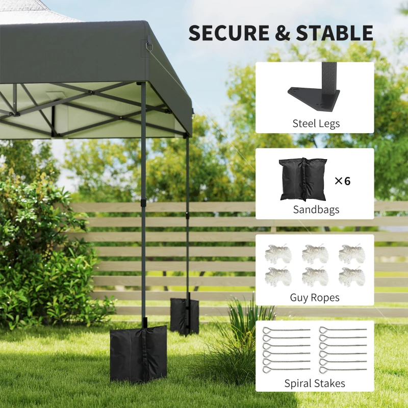 Outsunny 10 x 20 ft Pop Up Canopy Tent, Heavy Duty UPF50+ Outdoor Portable Instant Canopy Shelter with Wheeled Bag, Dark Gray