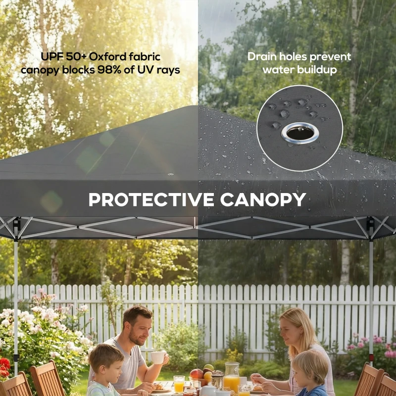Outsunny Pop Up Canopy Waterproof Canopy Tent with Carrying Bag for Parties Garden BBQs 9.8' x 9.8', Dark Grey