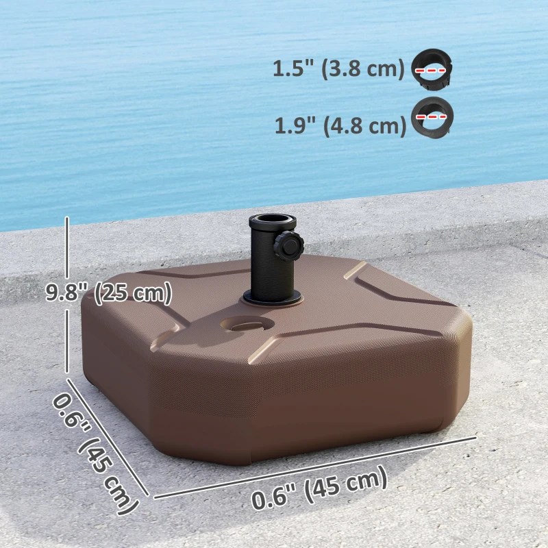 Outsunny Square Patio Umbrella Base Holder, Outdoor Umbrella Stand, 17.7" L x 17.7" W x 9.8" H Brown