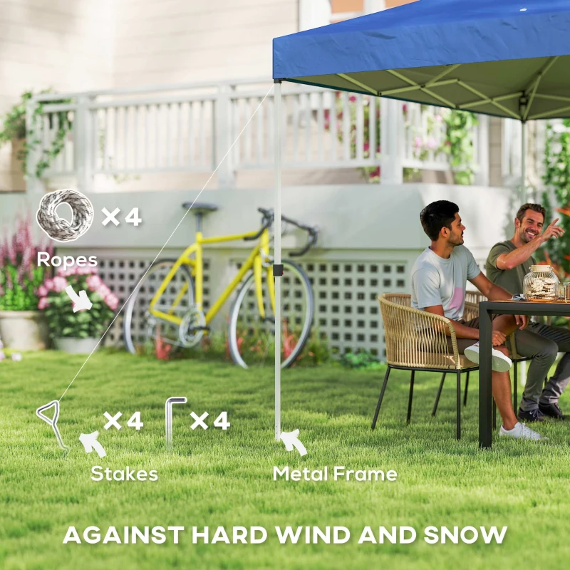 Outsunny Pop Up Canopy Waterproof Canopy Tent with Carrying Bag for Parties Garden BBQs 9.8' x 9.8', Blue