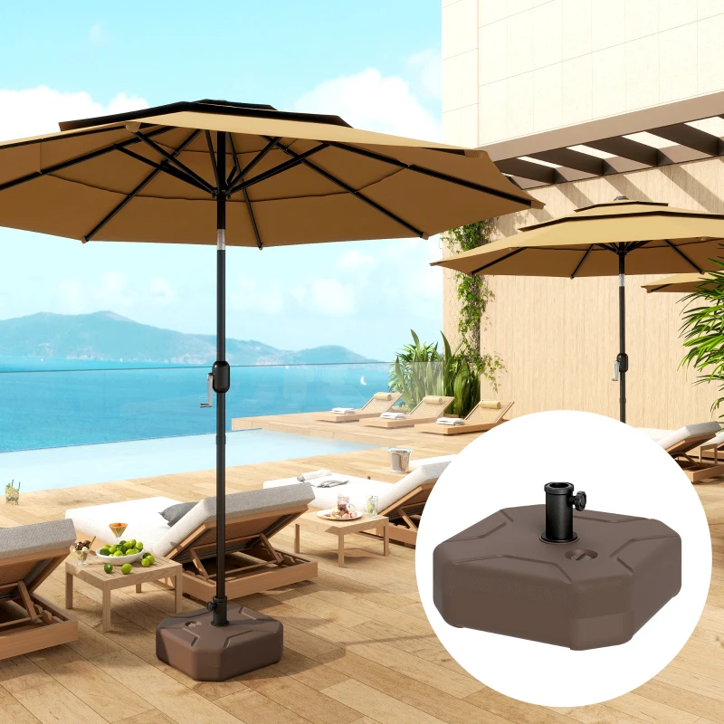 Outsunny Square Patio Umbrella Base Holder, Outdoor Umbrella Stand, 17.7" L x 17.7" W x 9.8" H Brown