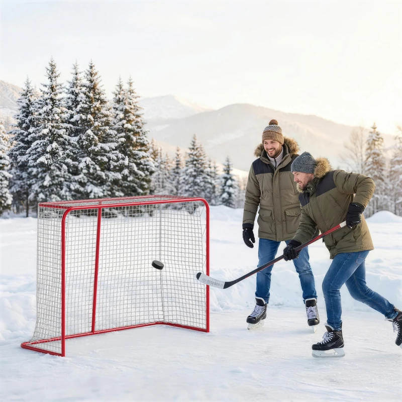 Soozier 5' x 4' Mini Hockey Goal, Easy Setup Hockey Net with Metal Frame, Lightweight & Portable