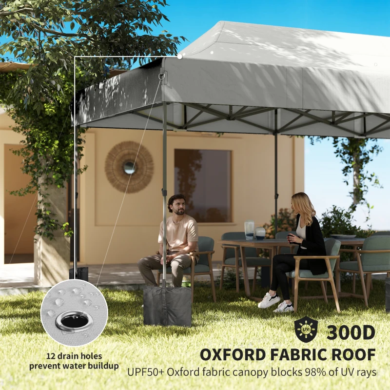Outsunny 10 x 20 ft Pop Up Canopy Tent, Heavy Duty UPF50+ Outdoor Portable Instant Canopy Shelter with Wheeled Bag, White