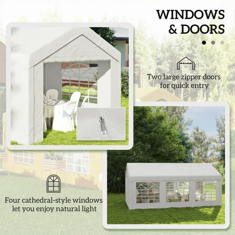 Outsunny 20'x13' Heavy Duty Event Tent Gazebo Portable Sun Shelter with Sidewalls White