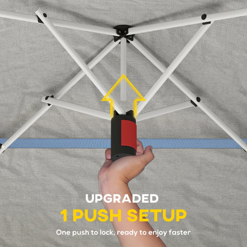 Outsunny 11.5 x 11.5 ft Pop Up Canopy Tent with 1-Button Push Easy Setup, UPF 50+ 2-Tier Instant Canopy with Carry Bag, Dark Grey