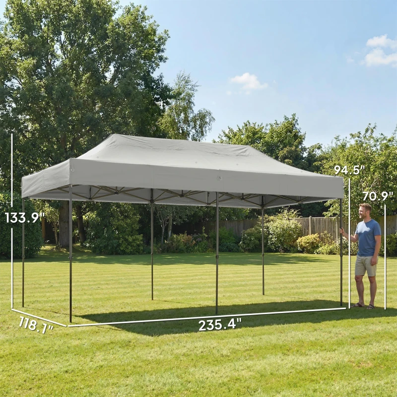 Outsunny 10 x 20 ft Pop Up Canopy Tent, Heavy Duty UPF50+ Outdoor Portable Instant Canopy Shelter with Wheeled Bag, White
