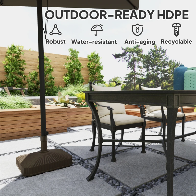 Outsunny Patio Umbrella Base Umbrella Stand, Heavy Duty Outdoor Umbrella Stand Base 17.7" L x 17.7" W x 11.8" H Brown