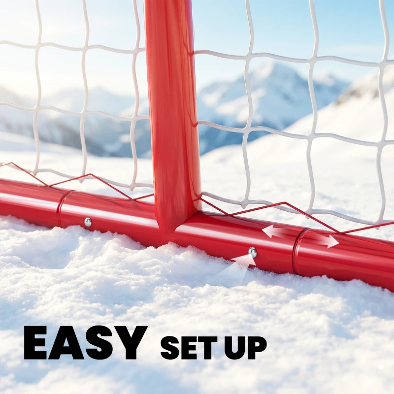 Soozier 5' x 4' Mini Hockey Goal, Easy Setup Hockey Net with Metal Frame, Lightweight & Portable