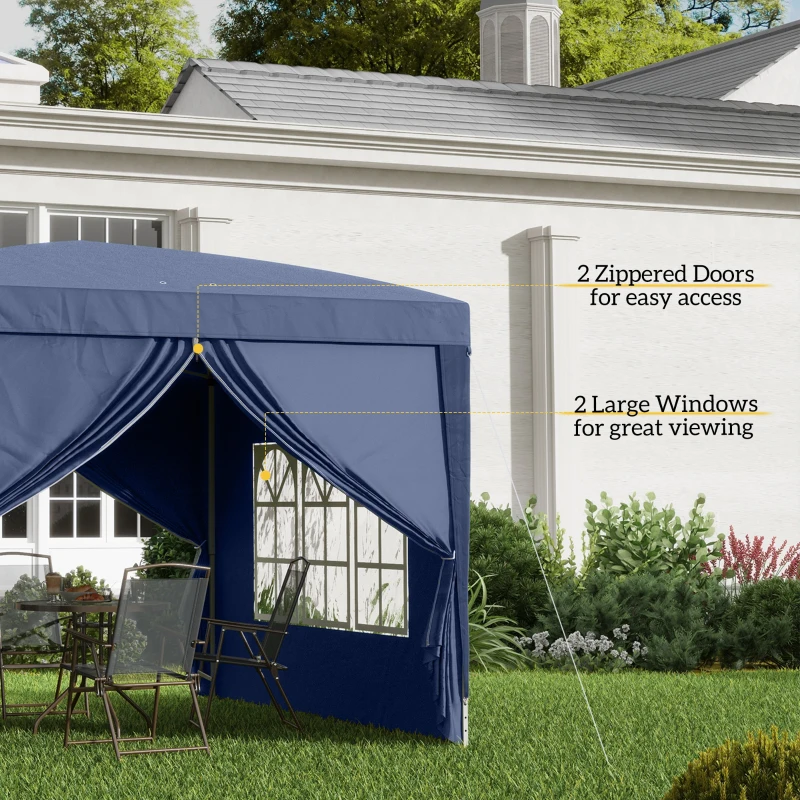 Outsunny 10'x10' Outdoor Pop Up Party Tent Wedding Gazebo Canopy with Carrying Bag (Blue)