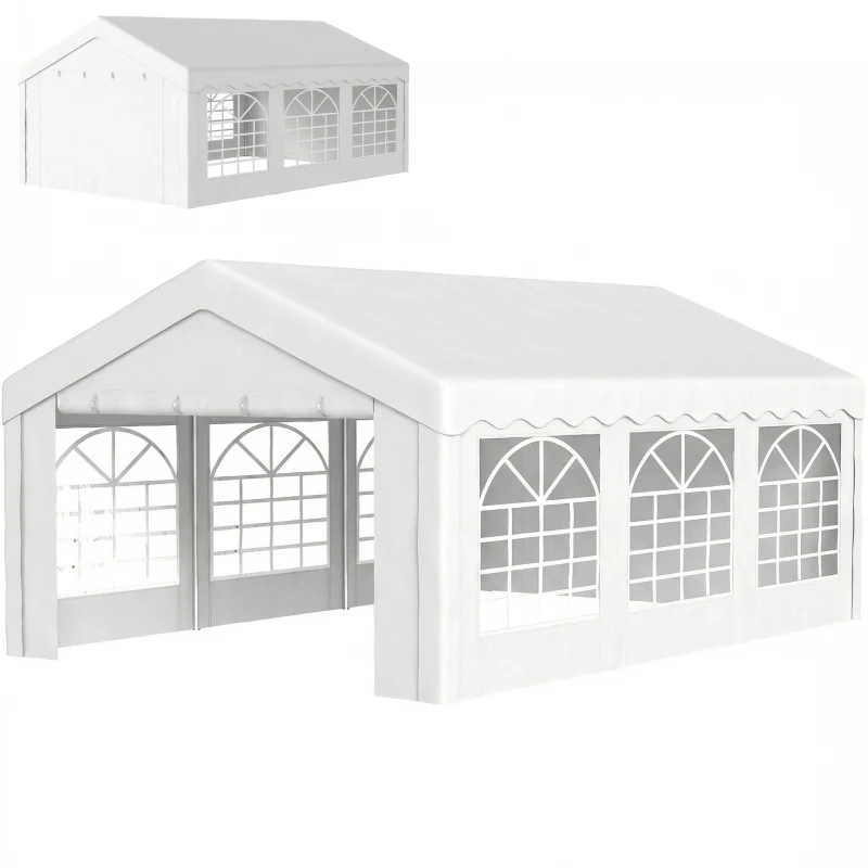 Outsunny 20'x13' Heavy Duty Event Tent Gazebo Portable Sun Shelter with Sidewalls White
