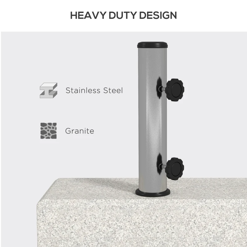 Outsunny 55 lbs Half Granite Parasol Base, Outdoor Umbrella Stand Weight for 1.3", 1.5", 1.9" Umbrella Poles, Grey
