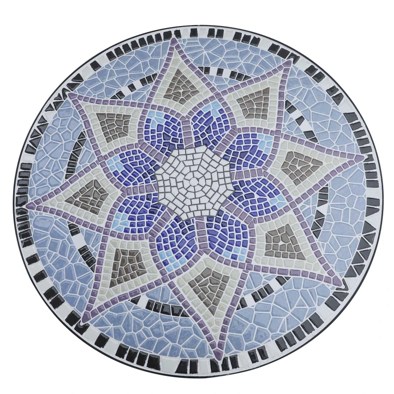 Outsunny 23.6" Mosaic Round Patio Table with Ceramic Tabletop, Outdoor Furniture, Multicolor