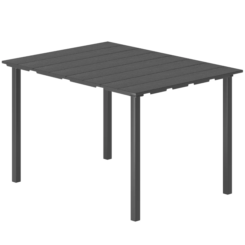 Outsunny Outdoor Dining Table for 4 People, Rectangular Patio Table with HDPE Top and Metal Frame, for Garden, Backyard, Deck