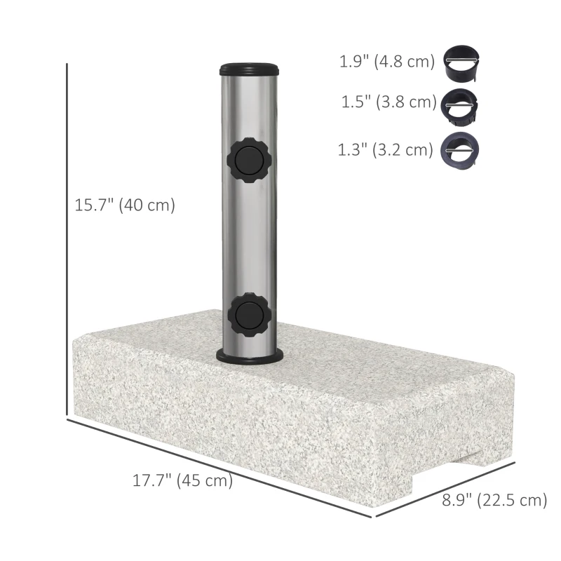 Outsunny 55 lbs Half Granite Parasol Base, Outdoor Umbrella Stand Weight for 1.3", 1.5", 1.9" Umbrella Poles, Grey