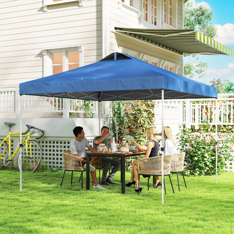 Outsunny Pop Up Canopy Waterproof Canopy Tent with Carrying Bag for Parties Garden BBQs 9.8' x 9.8', Blue