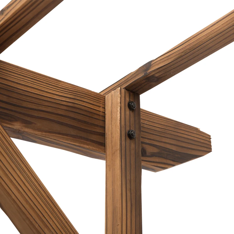 Outsunny 79" Plant Trellis, Arched Garden Arbour with Pergola Style Roof, Fir Wood Frame for Climbing Vines