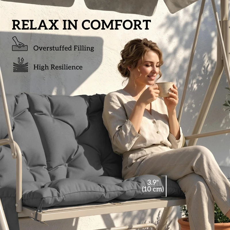 Outsunny Bench Cushion Water-Repellent Outdoor Furniture Pad Seater Swing Chair 59.1" x 39.4" Dark Grey