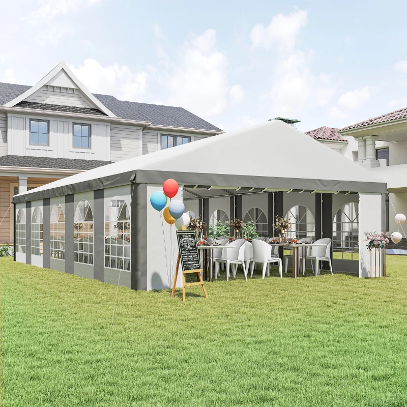 Outsunny 20'x33' Heavy Duty Large Party Tent Event Tent with Removable Sidewalls, for Weddings, Parties, Carports, Grey