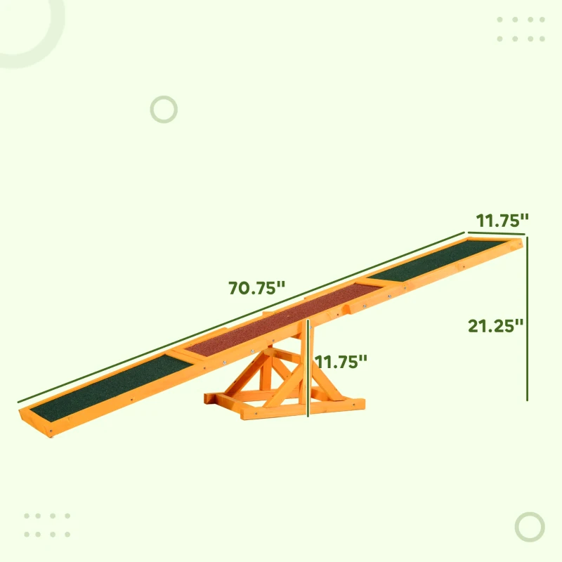 PawHut Wooden Dog Agility Seesaw for Balance Training and Exercise, Platform Equipment Run Game Toy, Weather Resistant Pet Supplies, for Outdoor Backyard, 71" L x 12" W x 12" H, Natural