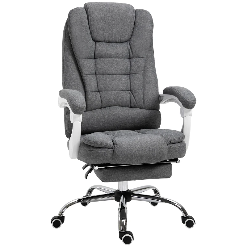 Vinsetto High Back Computer Chair with Retractable Footrest, Executive Office Chair with Adjustable Height, Dark Grey