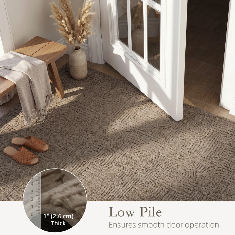 HOMCOM 5x7 Area Rug, Luxurious Faux Fur Rug, Non-Slip Floor Carpet for Living Room, Bedroom, Dining Room, Tan