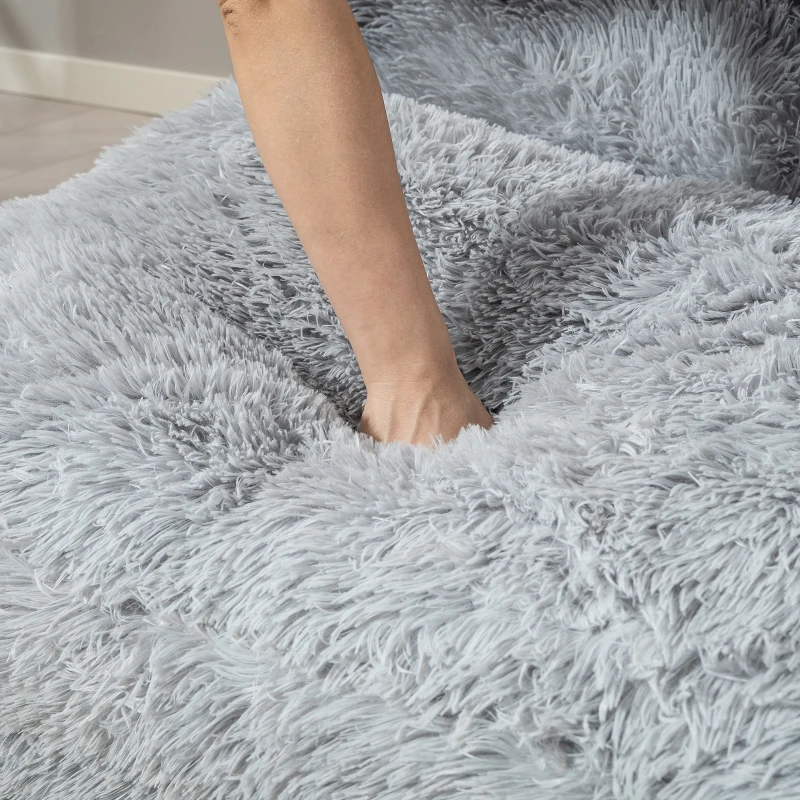 HOMCOM Bean Bag Floor Sofa Bed, Contemporary Plush Wide Folding Floor Mattress, Foam Filling Wall Couch Sleeper, Light Gray