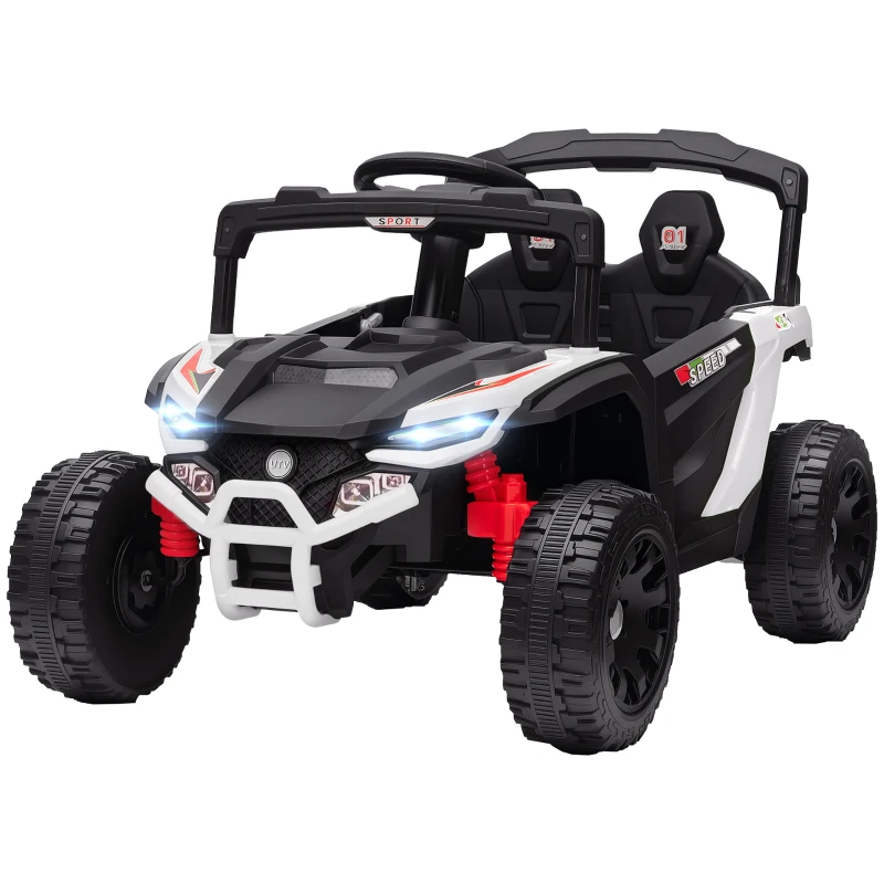 Qaba 12V Kids Ride On Truck with Dual Motors, Rear Suspension, Remote Control for 3-5 Years Boys Girls, White