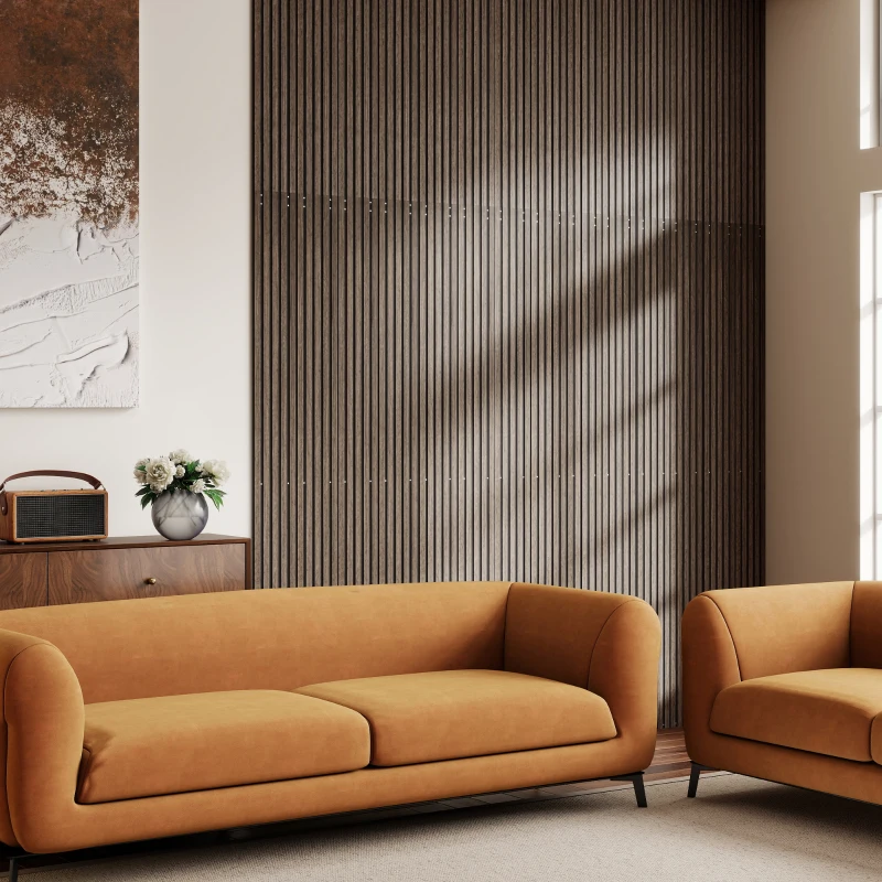 HOMCOM 95" x 8" Wood Panels for Wall, 4 Pack Acoustic Panels, Sound Absorbing Slat Wall For Interior Wall Decor, Home, Walnut