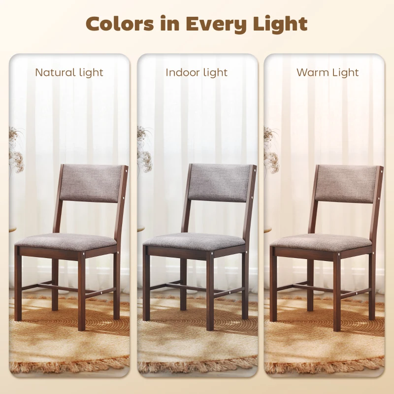 HOMCOM Modern Dining Chairs Set of 4, Linen Fabric Kitchen Chairs with Rubberwood Legs for Dining Room, Living Room, Brown