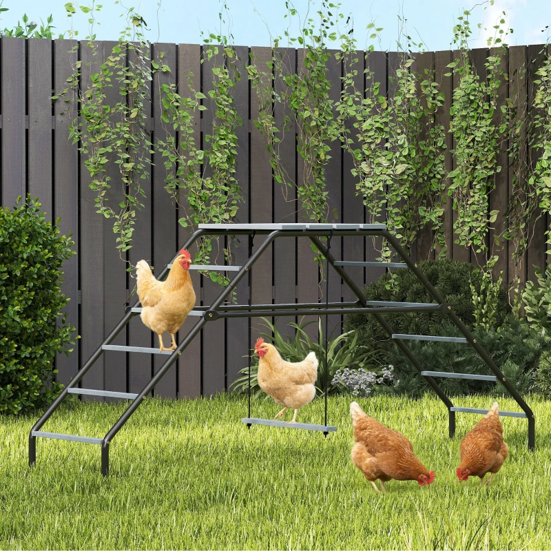 PawHut Chicken Coop Perches with Adjustable Swing, 10 Roosting Bars, for Backyard, Farm