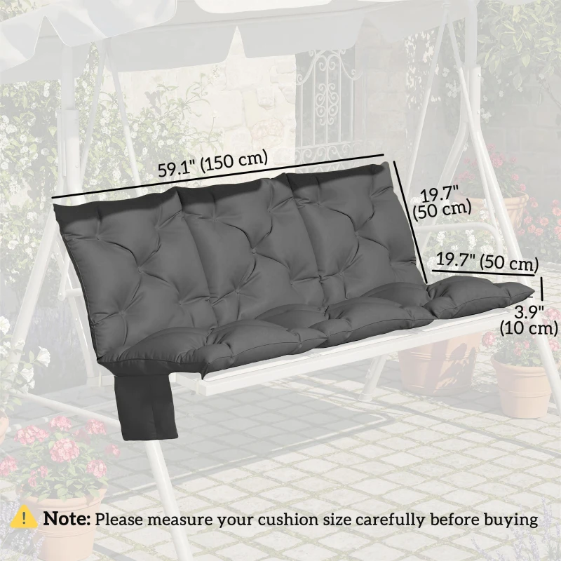 Outsunny Bench Cushion Water-Repellent Outdoor Furniture Pad Seater Swing Chair 59.1" x 39.4" Dark Grey