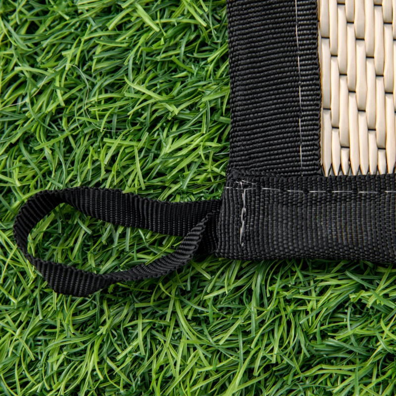 Outsunny Reversible Outdoor RV Rug, 9' x 18' Patio Floor Mat, Plastic Straw Rug for Backyard, Deck, Picnic, Beach, Camping, Black and Beige