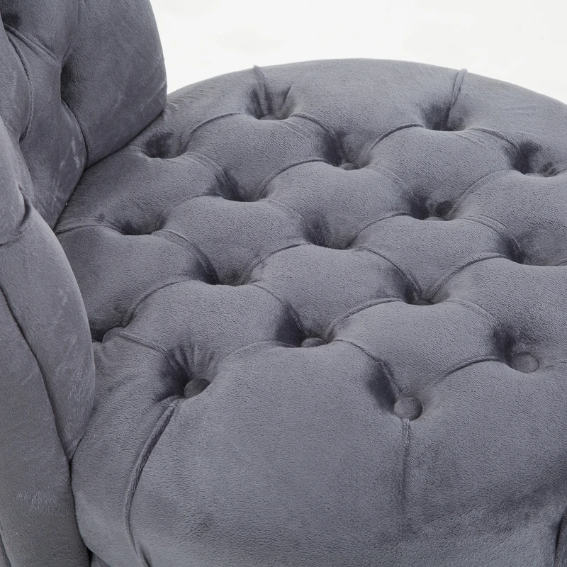 HOMCOM 45" Tufted High Back Velvet Accent Chair Living Room Soft Padded Couch Lounge Ash Grey