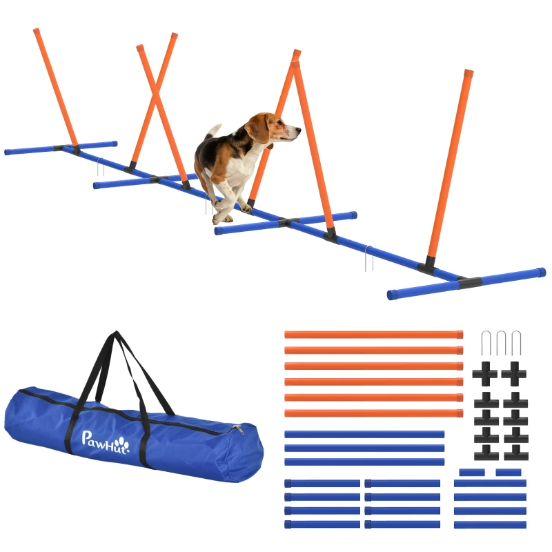 PawHut Dog Agility Training Equipment Adjustable Poles for Dog Agility Course with Carry Bag