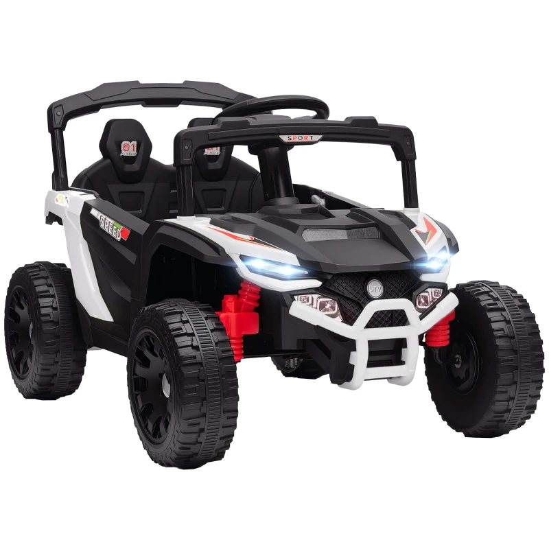 Qaba 12V Kids Ride On Truck with Dual Motors, Rear Suspension, Remote Control for 3-5 Years Boys Girls, White
