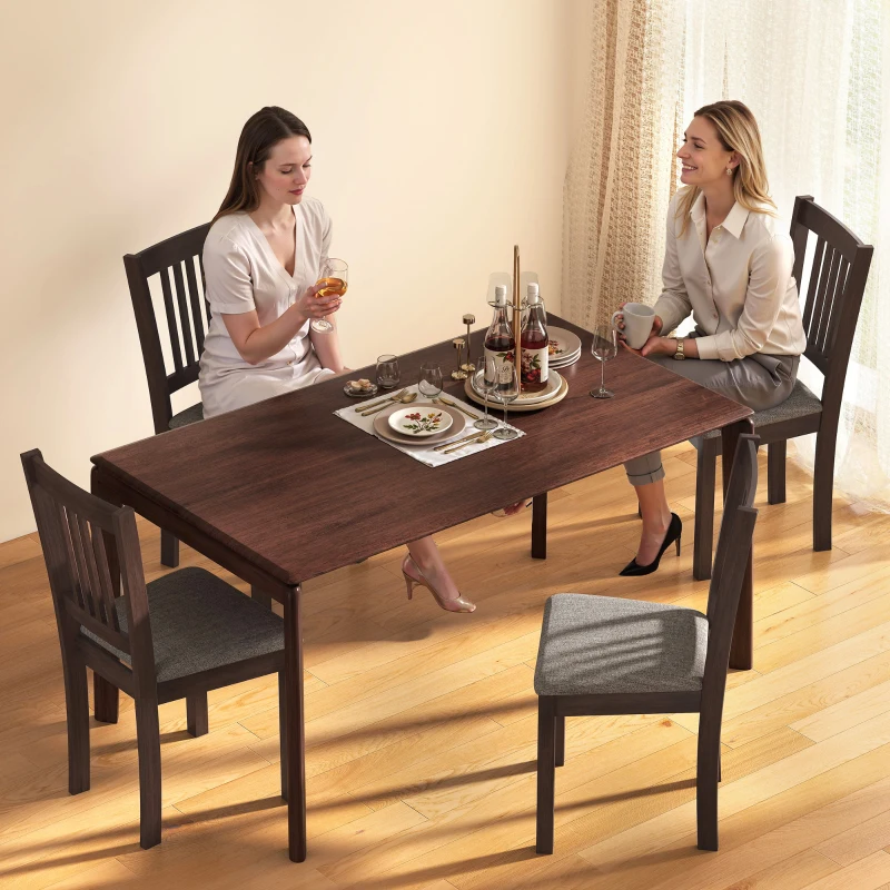 HOMCOM Modern Dining Chairs Set of 2, Linen Upholstered Kitchen Chairs with Rubberwood Legs for Dining Room, Living Room, Gray