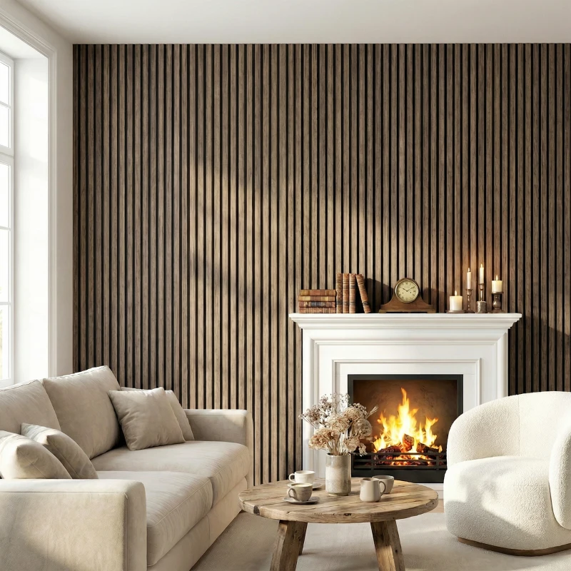 HOMCOM 47" x 24" Wood Panels for Wall, 4 Pack Acoustic Panels, Sound Absorbing Slat Wall for Wall Decor, Home, Walnut