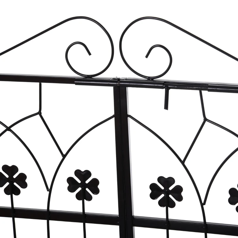 Outsunny Outdoor Metal Trellis Garden Arch Arbor w/ Lucky Leaf Clover Gate for Ceremony Wedding Party Garden Lawn, Black