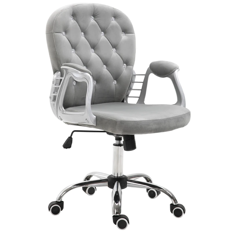 Vinsetto Office Chair, Comfortable Computer Desk Chair with Padded Seat and Adjustable Height, Tufted Back, Grey