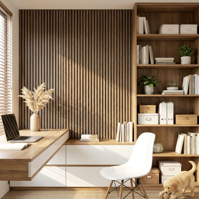 HOMCOM 47" x 24" Wood Panels for Wall, 4 Pack Acoustic Panels, Sound Absorbing Slat Wall for Wall Decor, Home, Walnut