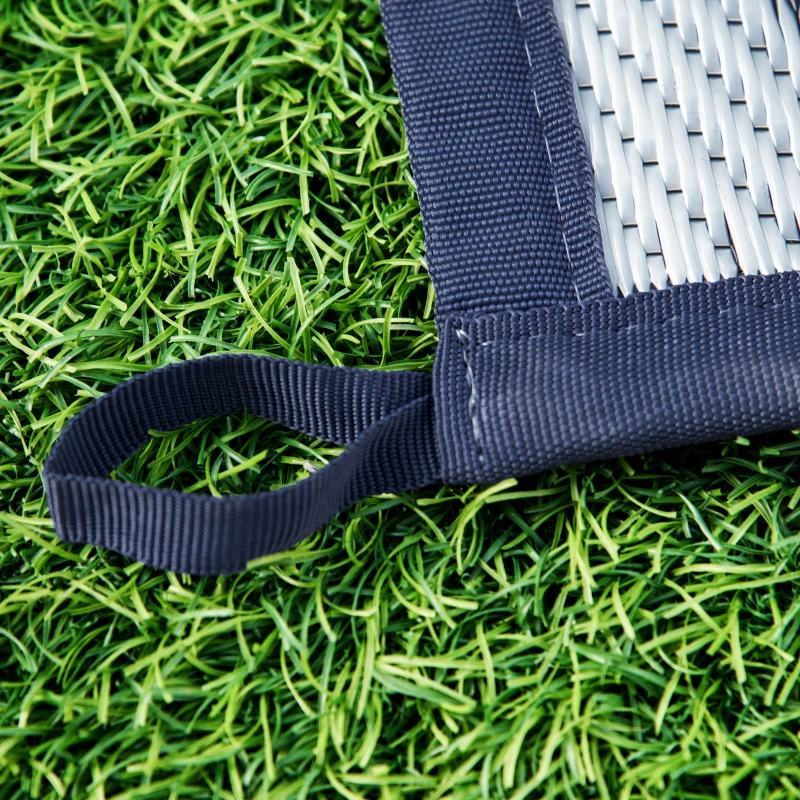 Outsunny 9'x12' Reversible Outdoor RV Rug, Patio Floor Mat, Plastic Straw Rug for Backyard, Deck, Beach, Camping, Dark Blue