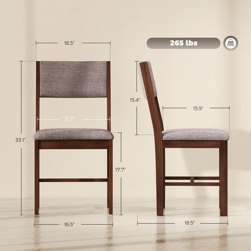 HOMCOM Modern Dining Chairs Set of 4, Linen Fabric Kitchen Chairs with Rubberwood Legs for Dining Room, Living Room, Brown