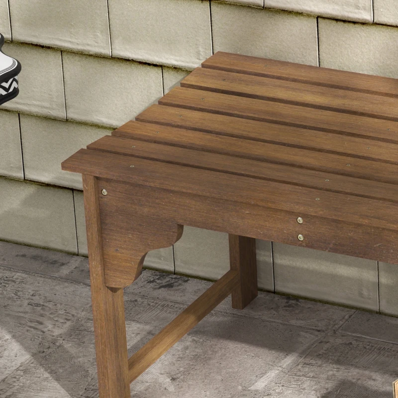 Outsunny Wooden Garden Bench, Patio Double Park Bench with Slatted Seat, Front Porch Backless Bench, Teak