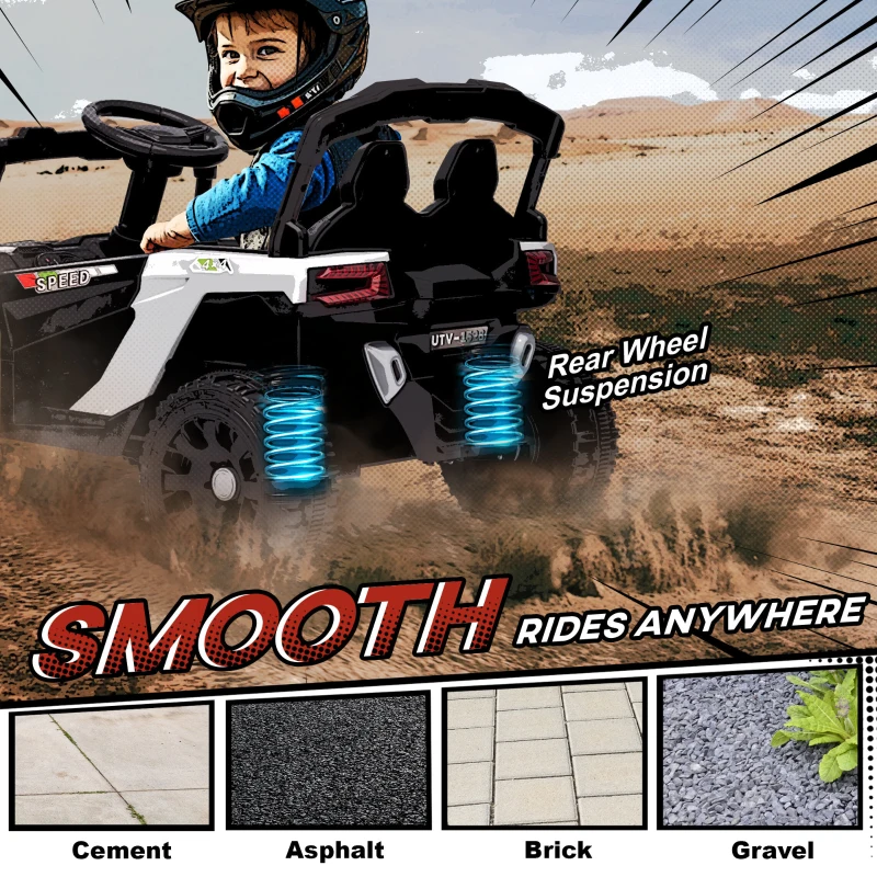 Qaba 12V Kids Ride On Truck with Dual Motors, Rear Suspension, Remote Control for 3-5 Years Boys Girls, White