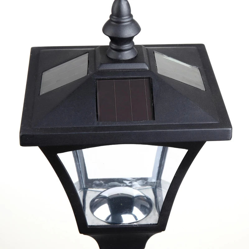 Outsunny Single Solar Lamp Post Garden Solar-Powered LED Streetlight Style Outdoor Light Waterproof 5-6 Hours with Base for Lawn Pathway Walkway 47"H, Black